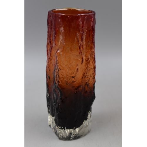 267 - A Whitefriars Glass Bark Textured Vase, In Red. Approx 7