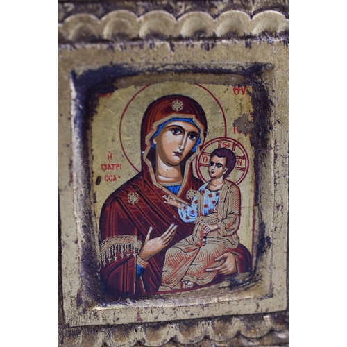 276 - Vintage Hand Carved and Hand Painted Religious Icon Plaque