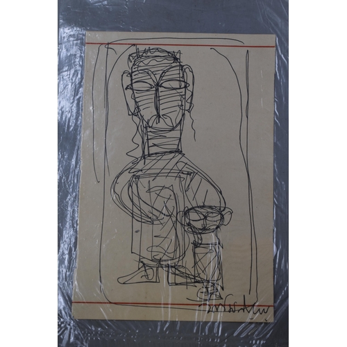 297 - Jamini Roy Signed Ink Sketch on Paper and another attributed to Jamini Roy but unsigned both acquire... 