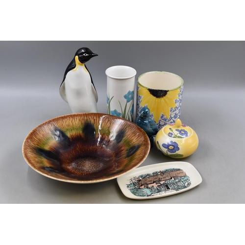 745 - A Selection of Seven Pieces of Poole Pottery. Includes Puffin, Penguin, Floral Vase and More. One AF... 