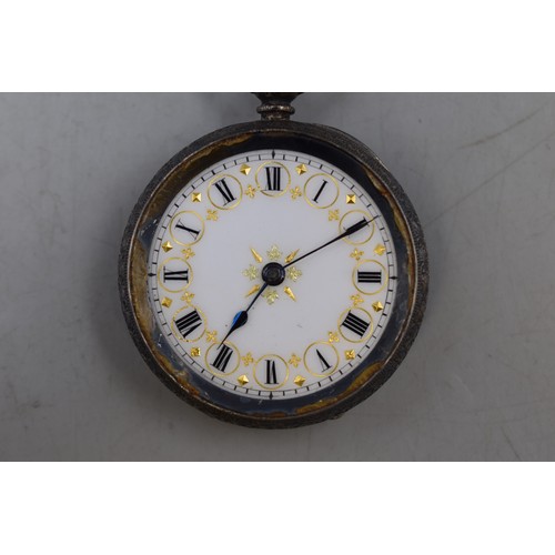 47 - Silver 935 Swiss Pocket Watch Complete with Key (No Glass)