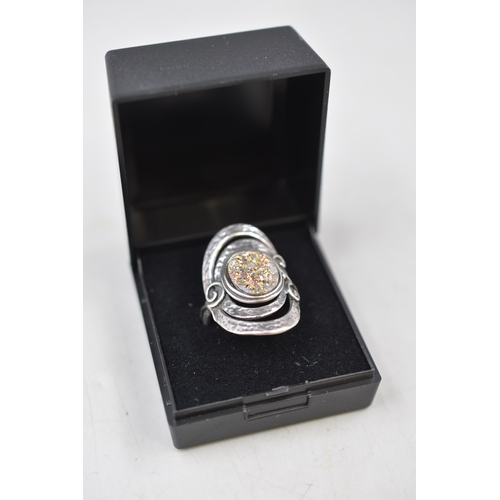 7 - Isreal Silver Crystal Ring Complete with Presentation Box