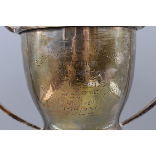 21 - Hallmarked Birmingham Silver Wrestling Trophy dated 1945 (13