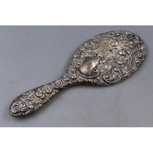 22 - Edwardian Birds & Fauna Bevel edged Silver Hand Mirror (Unmarked)