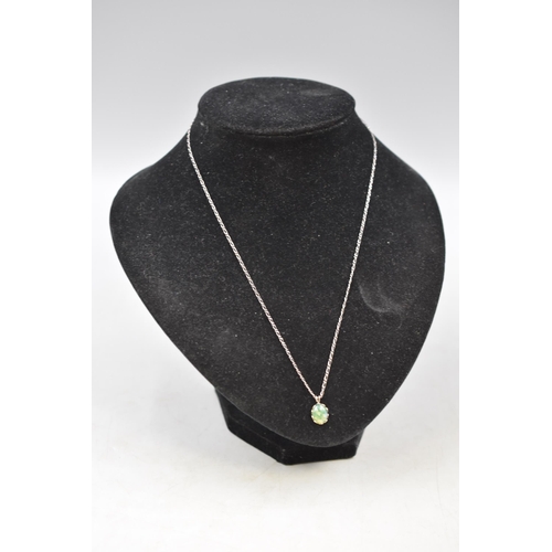 23 - Silver 925 Jade Stoned Pendant Necklace