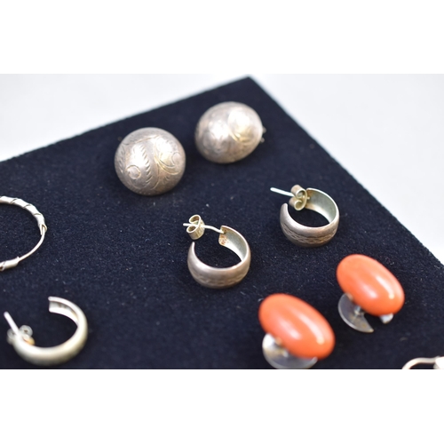 42 - Seven Pairs of Silver 925 Earrings and a Pair of Collar Studs