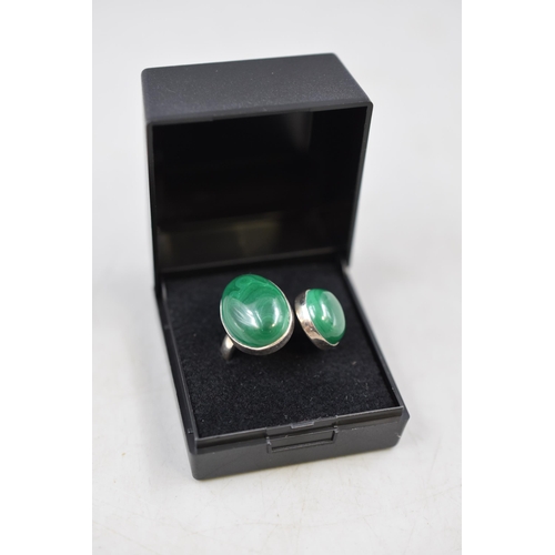 50 - Silver 925 Malachite Ring (Size Q) Complete with Presentation Boxes