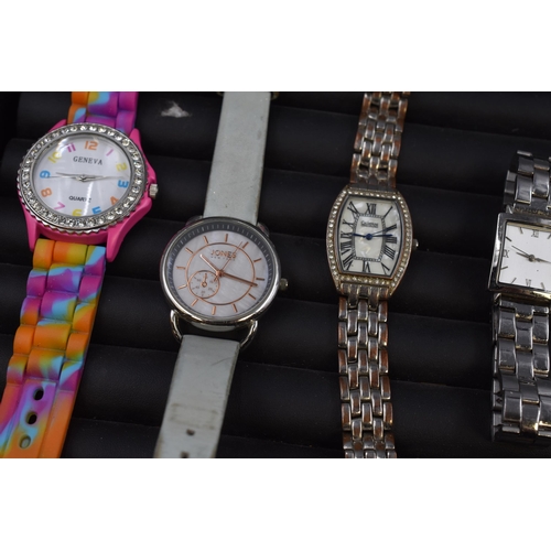 61 - Selection of 8 Watches including Geneva, Accurist, Next, and More (All Working)