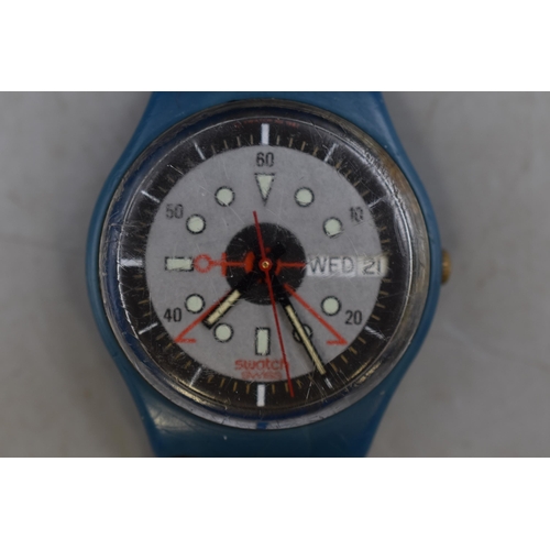 63 - Swatch Day / Date Watch with Rubberised Strap (Working)