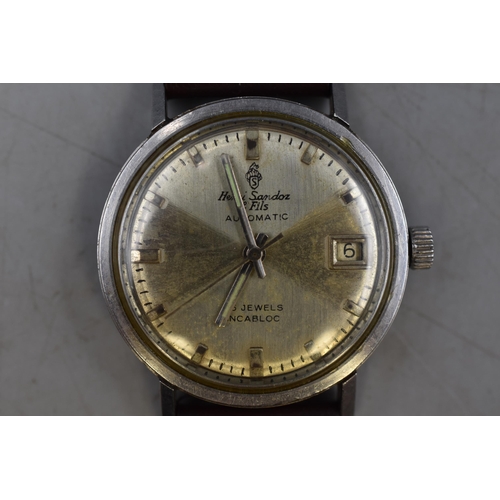 64 - Henri Sandoz 25 Jewels Automatic Date Gents Watch (Working)