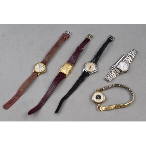 66 - Five Mechanical Ladies Watches including Accurist, Invicta, Ingersoll and Seiko (All Working)