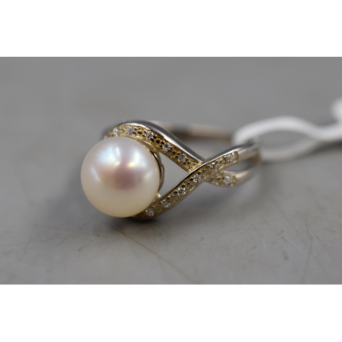 80 - Five 925 Rings with Faux Pearl Decoration, In Various Sizes