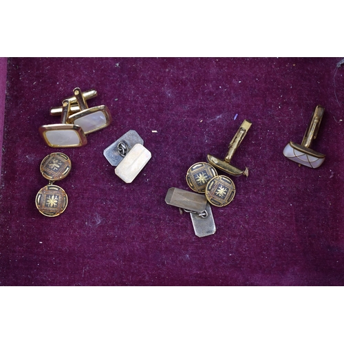 88 - Nine Pairs of Cufflinks including Silver with Vintage Necklace and Jewellery Box