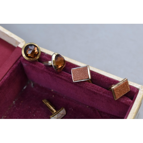 88 - Nine Pairs of Cufflinks including Silver with Vintage Necklace and Jewellery Box