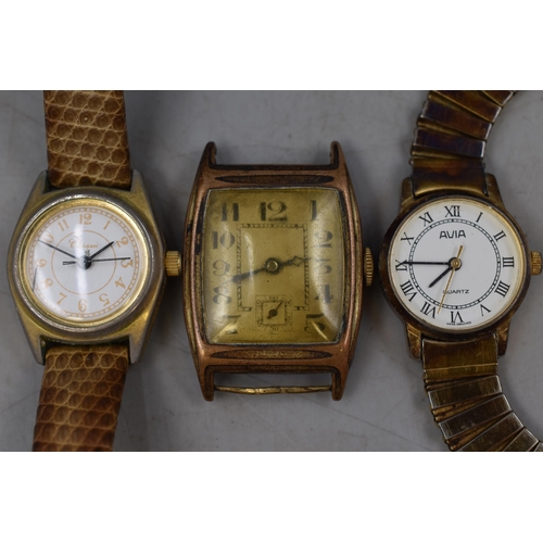 90 - Mixed Lot to include Vintage Rolled Gold Watch Head and Two Vintage Ladies Watches (Avia and Classic... 