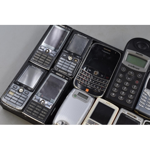 91 - Selection of 14 Mobile Phones including Philips, Sony, htc and More