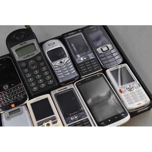 91 - Selection of 14 Mobile Phones including Philips, Sony, htc and More