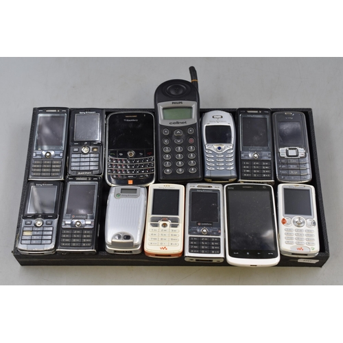 91 - Selection of 14 Mobile Phones including Philips, Sony, htc and More