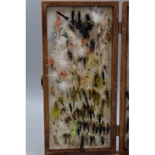 384 - A Wooden Box, Containing a Large Selection of Fishing Flies