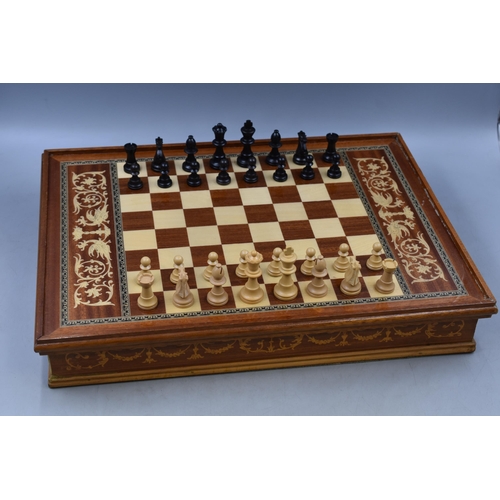 399 - Compendium Games set in inlaid Wooden Case includes Chess, Draughts, Roulette and More