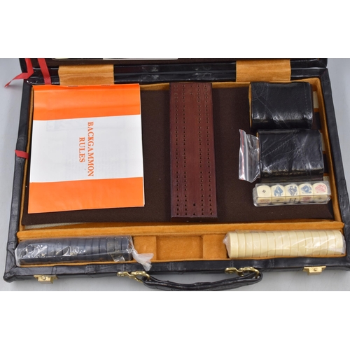 402 - Games Companion set in Leather Case including Playing Cards, Dominoes, Draughts and More