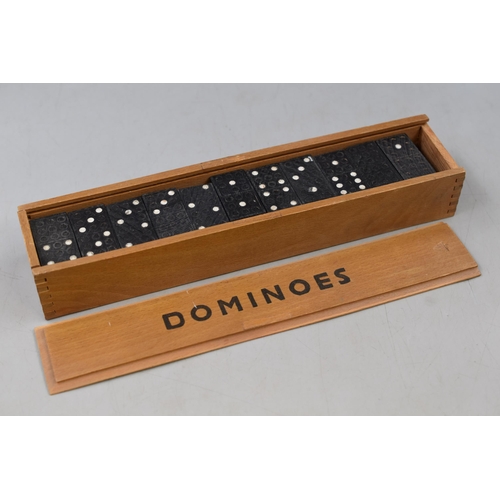 404 - Set of Double Nine Dominoes in Wooden Storage Case