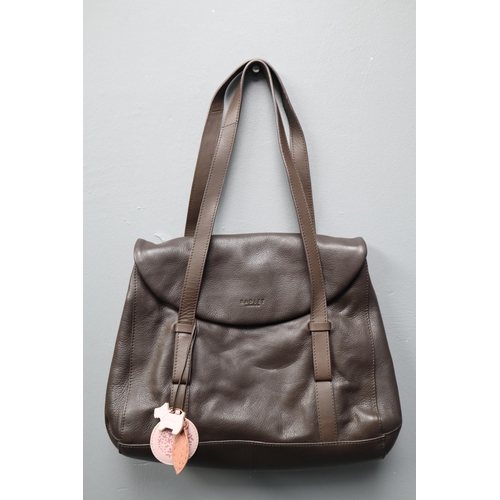 408 - A Brown Leather Radley Handbag With Dust Cover and Pink Inner Lining