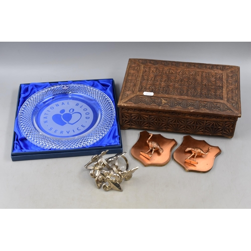 415 - A Mixed Selection to Include Edinburgh Crystal National Blood Service Plate, Carved Wooden Box (AF),... 