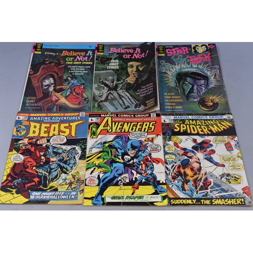 433 - A Selection of Six Collectable Bronze Age Comics. Includes Spiderman, Avengers, Star Trek and More. ... 