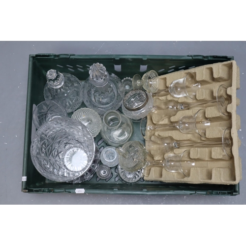 726 - Mixed Selection of Glassware including Decanters, Long Stemmed Wine Glasses, Vases and More