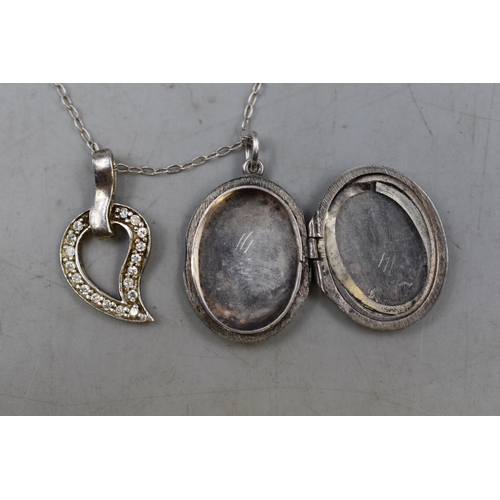 3 - Silver 925 Chain with two Silver Pendants including Locket