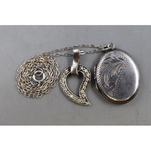 3 - Silver 925 Chain with two Silver Pendants including Locket