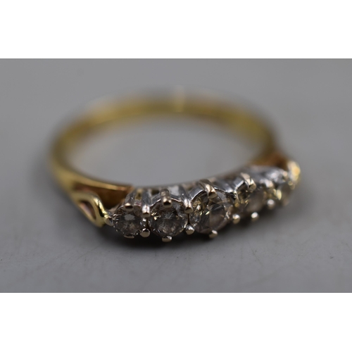 7 - 18ct Gold and Diamond (0.5ct) Five Stone Ring - Size 0