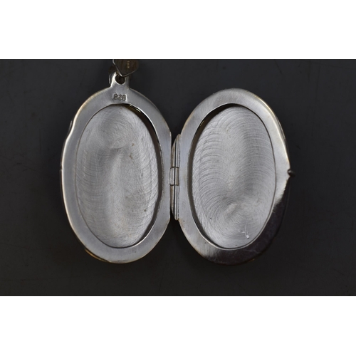 10 - Silver 925 Oval Locket Pendant on Silver Chain (Approx. 3cm)