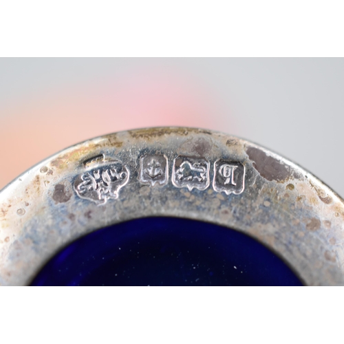 12 - A Hallmarked Silver William Hutton & Sons Sugar Shaker With Blue Glass, Circa 1915