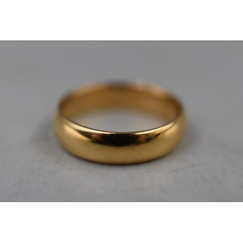 14 - Hallmarked Birmingham 22ct Gold Band Ring (Size L) Complete with Presentation Box (4.99 grams)