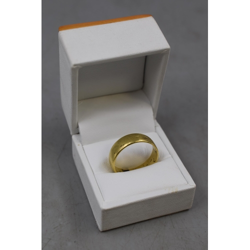 17 - Hallmarked Birmingham 18ct Gold Band Ring (Size W) Complete with Presentation Box (8.30 grams)