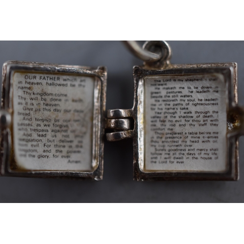 22 - Selection of 4 Religious Pendants including Bible Containing Lords Prayer