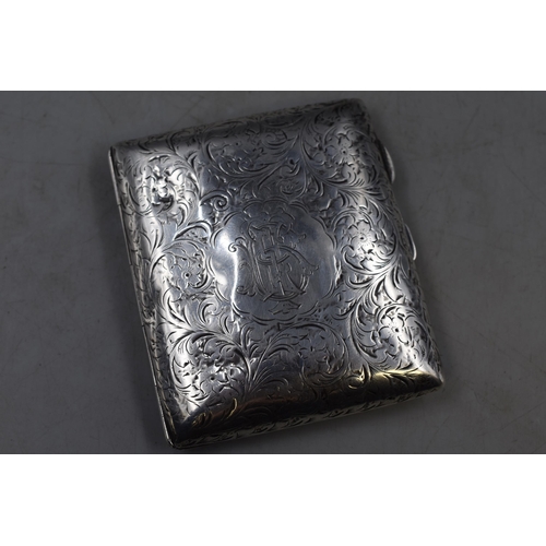 33 - A Hallmarked Birmingham Silver William Thorneywork Etched Monogrammed Cigarette Case, Circa 1903