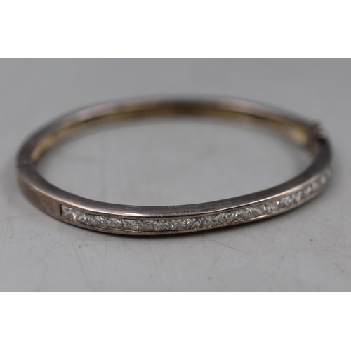 36 - Silver 925 Clear Stoned Bangle