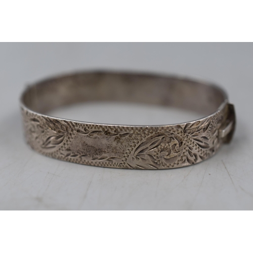 37 - Hallmarked Silver 925 Vintage Etched Bangle