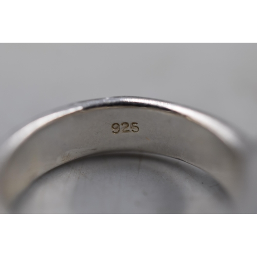 43 - Silver 925 Ring with Blue Stoned Inlay (Size Q)