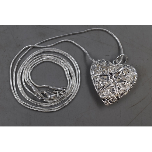 67 - Silver 925 Heart Shaped Pendant Necklace