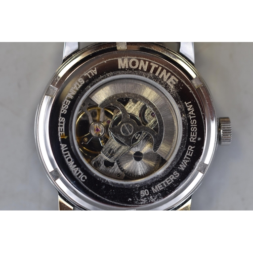 74 - Montine Automatic Skeleton Watch with Leather Strap (Working)