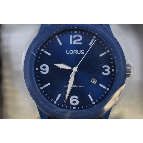 89 - New Lorus Quartz Rubberised Watch Complete with Box (Working)