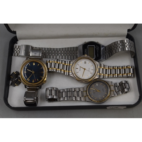 93 - Four Men’s Wrist Watches to include Gisa Mechanical Wrist Watch (working) electronically timed... 