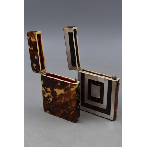 123 - A Pair of Art Deco Tortoise Shell Card Holders, One With Inlaid Mother of Pearl