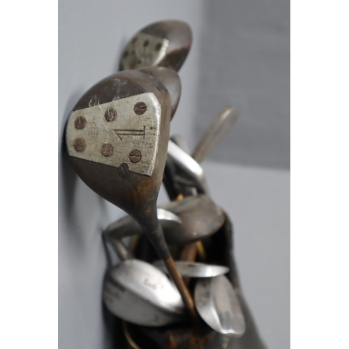 376 - Vintage Set of Golf Clubs with 9 Irons including Percy Marsh and Spalding Bros together with 4 Woods... 