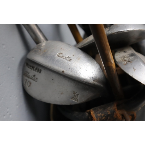 376 - Vintage Set of Golf Clubs with 9 Irons including Percy Marsh and Spalding Bros together with 4 Woods... 