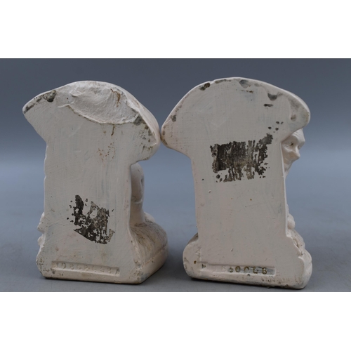 257 - Art Deco Pair of Cast Plaster Gnomes and Toadstools Bookends, 1940s (with Serial Number)